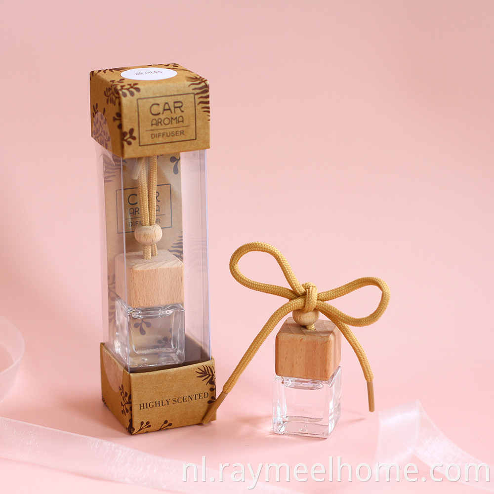 draagbare etherische oliehangende auto parfum diffuser met houten dop 10 ml
